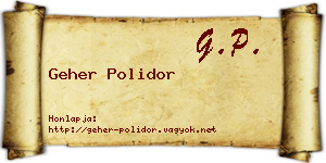Geher Polidor névjegykártya